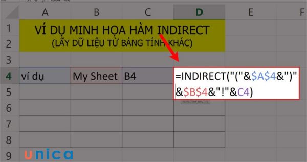 Nhập công thức INDIRECT