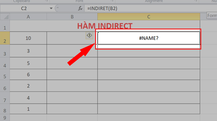 Lỗi thường gặp khi dùng hàm INDIRECT