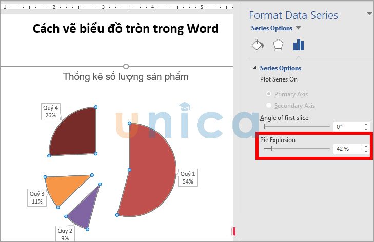 Tách một hoặc nhiều phần ra khỏi biểu đồ tròn - Hình 2