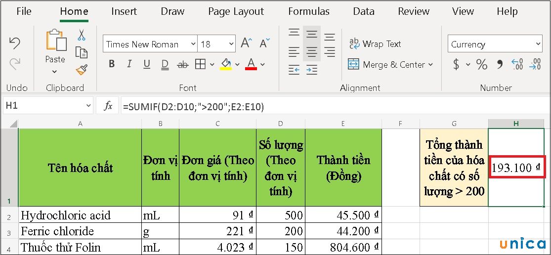 Hàm SUMIF trong Excel