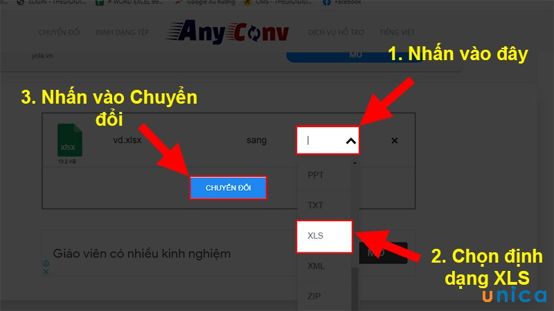 Chọn định dạng và chuyển đổi