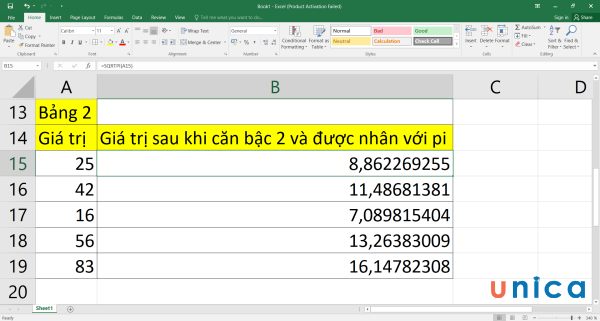 Copy công thức xuống bên dưới 