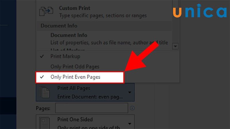Chọn Only Print Even Pages