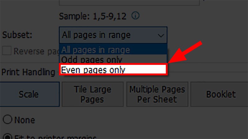 Chọn Even pages only