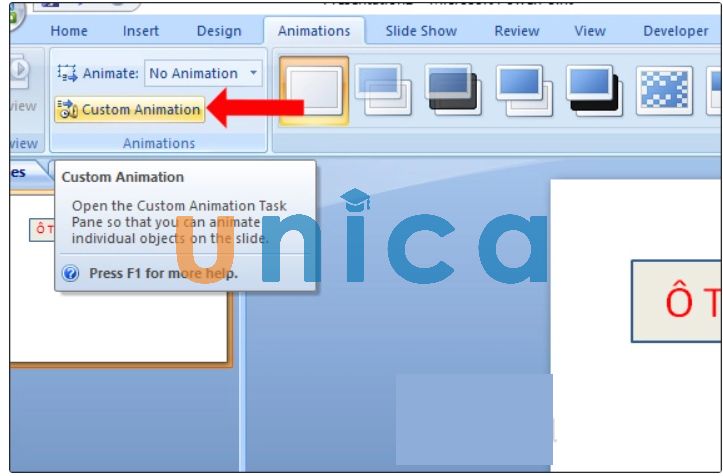 Chọn Custom Animation