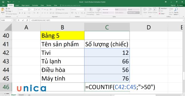 Nhập công thức COUNTIF