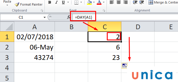 Hàm day trong Excel