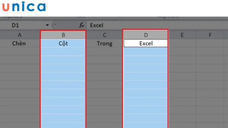 Cách thêm cột ở những vị trí khác nhau trong Excel