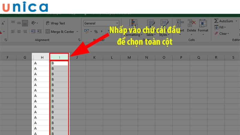 Chọn cột mà bạn muốn xóa 