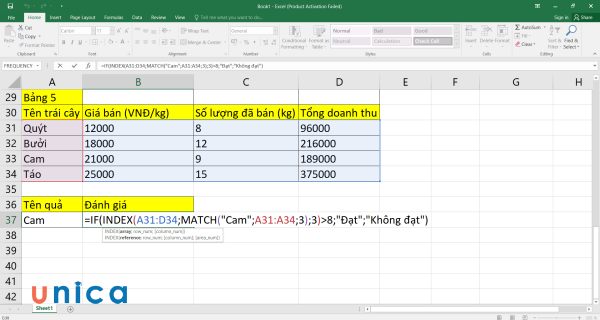 Nhập công thức vào ô B37