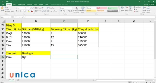 Kết quả là Đạt, tức là lượng cam bán ra đã nhiều hơn 8kg