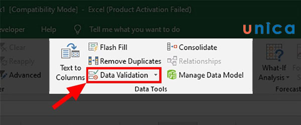 Chọn Data Validation