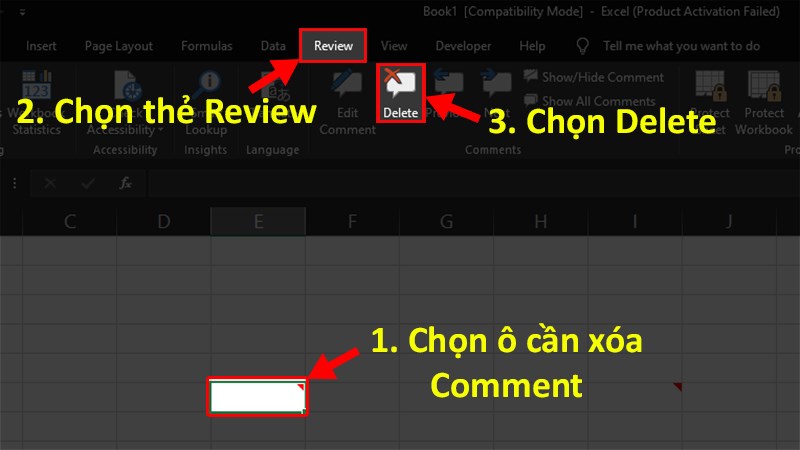 Xóa ghi chú trong Excel