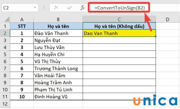 Công thức sử dụng hàm VBA