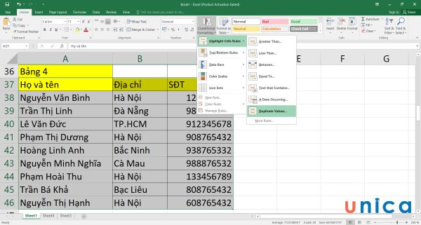 Chọn Duplicate Values…