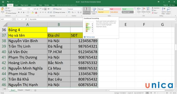 Chọn Conditional Formatting