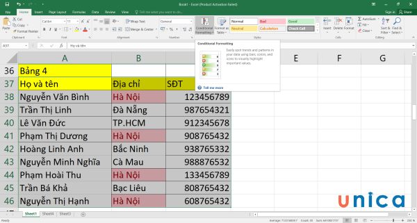 Chọn Conditional Formatting