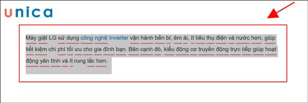 Tô đen toàn bộ vùng văn bản cần định dạng