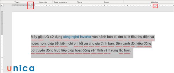 Kéo thanh công cụ căn chỉnh lề 2 bên theo mong muốn