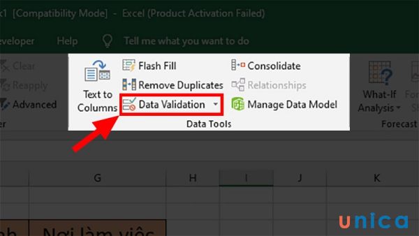 Chọn Data Validation