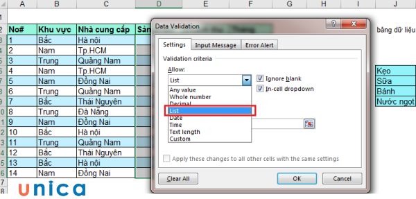 Nguyên nhân không dùng được Data Validation 