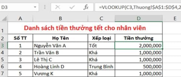 Áp dụng hàm Vlookup giữa 2 sheet 5