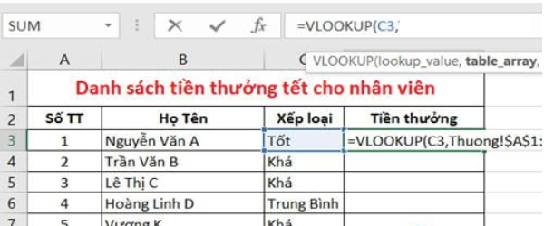 Áp dụng hàm Vlookup giữa 2 sheet 2