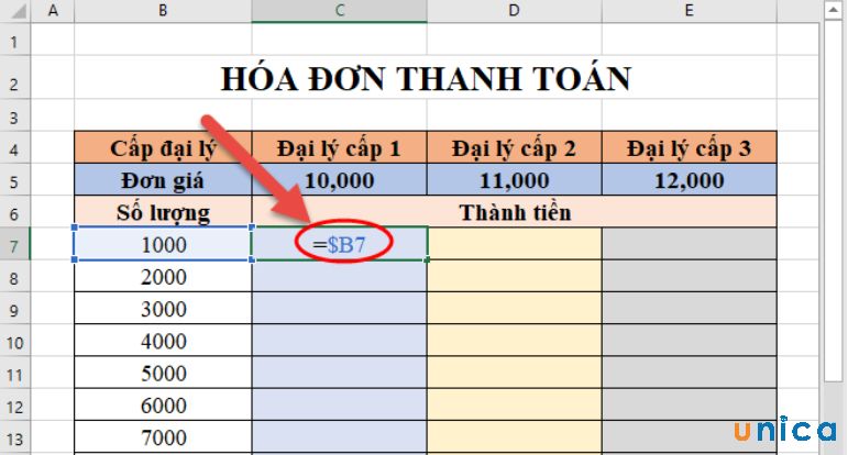 Nhập công thức vào bảng