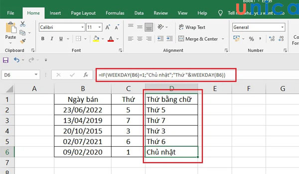 Cú pháp kết hợp hàm WEEKDAY với hàm IF