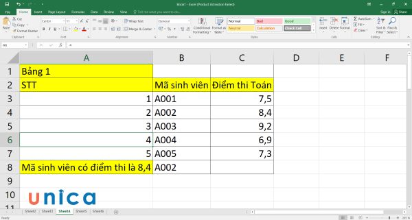 Kết quả sau khi nhập công thức