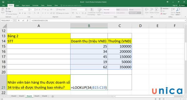 Nhập công thức LOOKUP