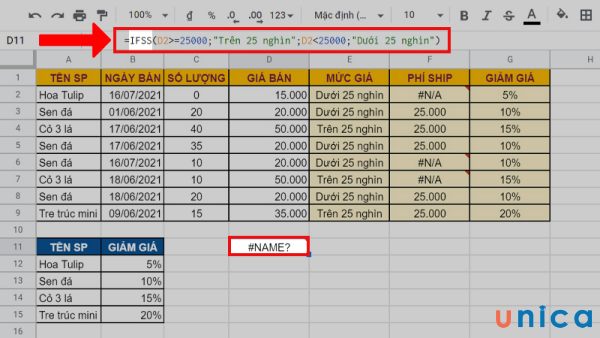 Lỗi #NAME? khi dùng hàm ifs