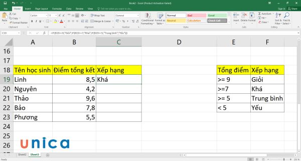 Kết quả sau khi nhập công thức