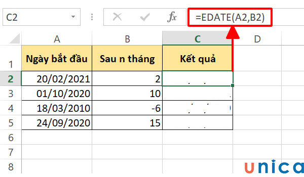 Nhập công thức rồi ấn enter