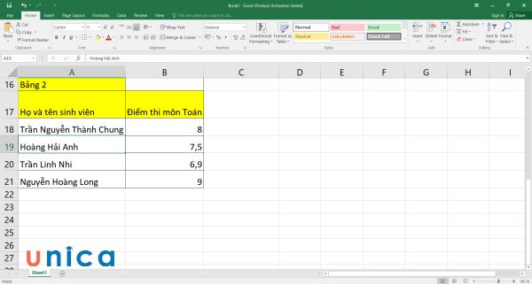 Kết quả khoảng cách dòng excel được điều chỉnh