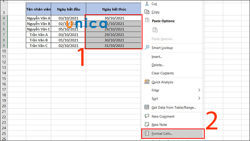 Chọn Format Cells sau khi quét dữ liệu