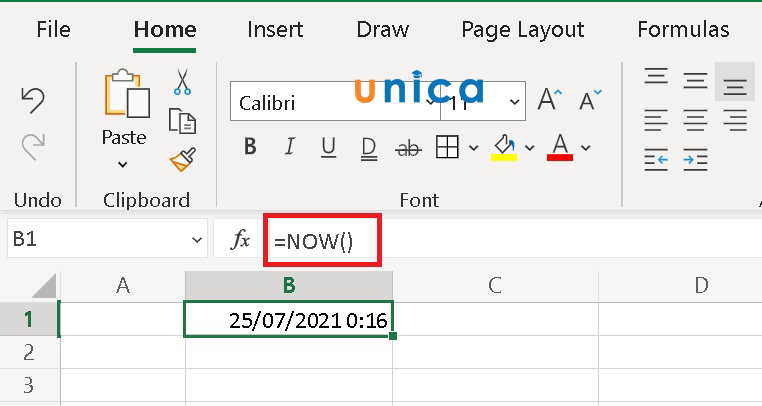 Sử dụng hàm NOW