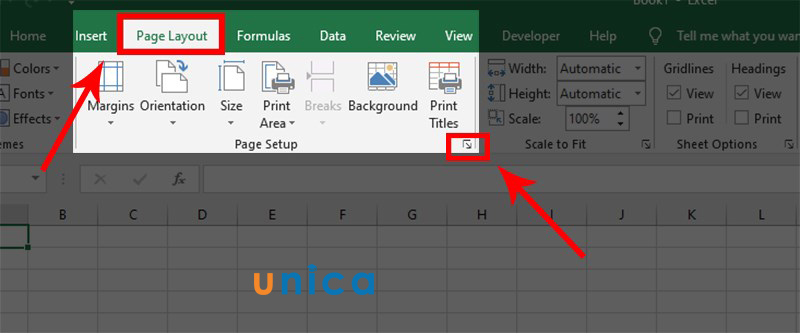 Chọn vào Page Layout