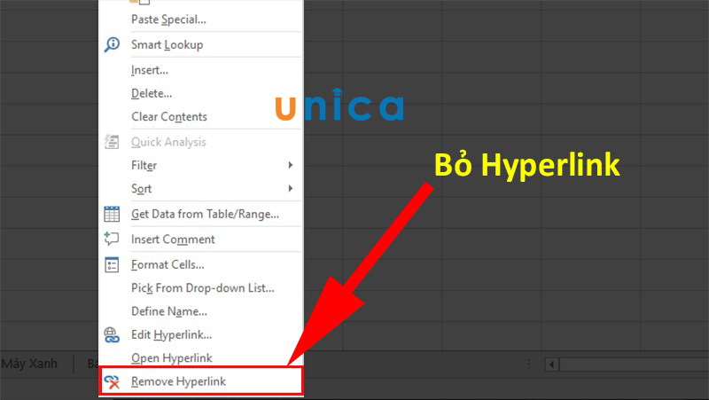 Bỏ Hyperlink trong Excel