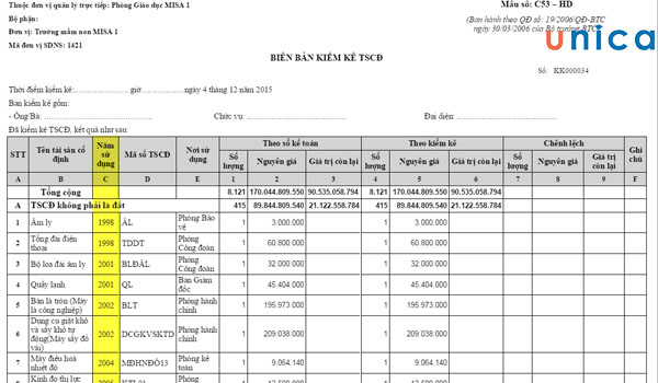 Excel hỗ trợ tạo danh sách tài sản