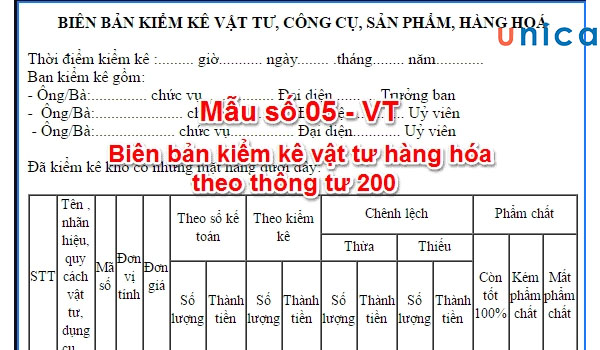 Mẫu biên bản kiểm kê tài sản cố định