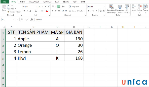 Ví dụ cách dùng hàm ADDRESS