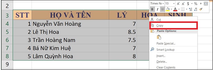 Sử dụng tính năng Paster Picture để chuyển File Excel 