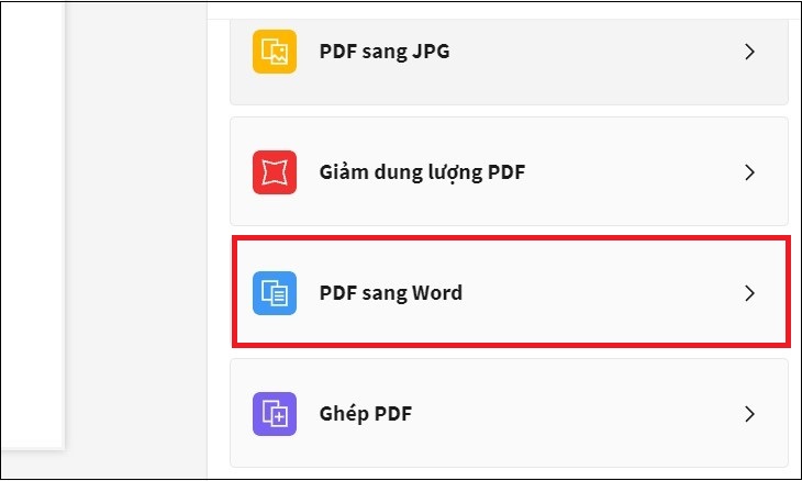 Chọn lệnh chuyển PDF sang Word