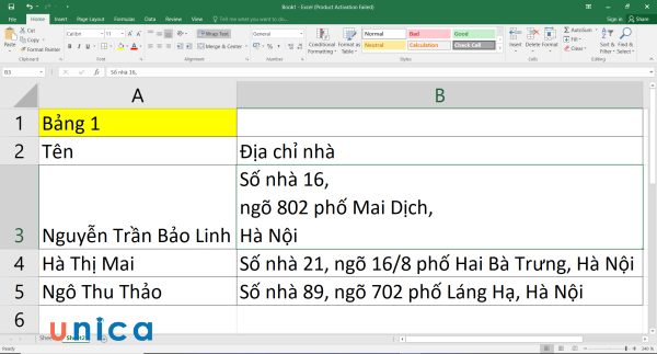 Kết quả tách số nhà, ngõ và thành phố