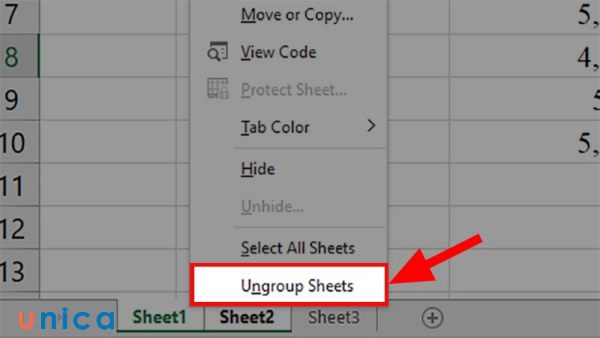 Ungroup 2 bảng tính