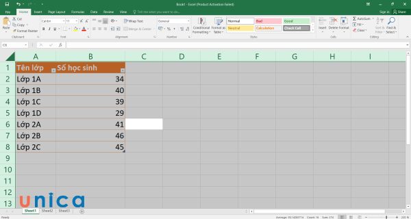 Chọn toàn bộ dữ liệu trong Excel bằng phím tắt Ctrl + A