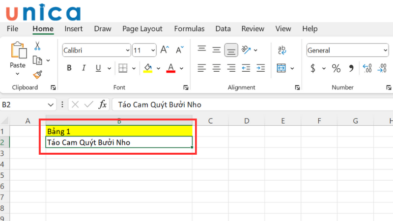 Kết quả thu được sau khi sử dụng Justify để gộp ô trong Excel