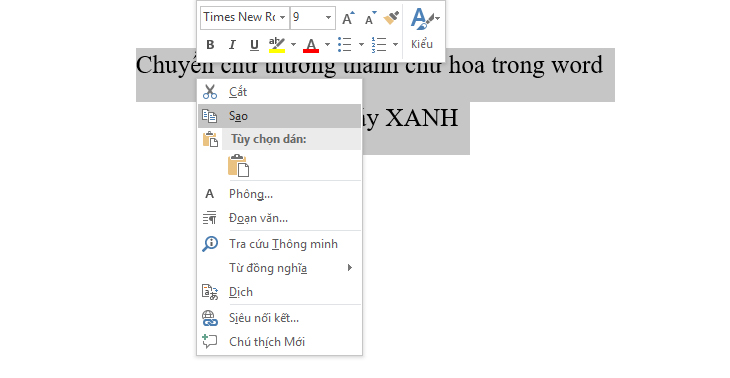 Chuyển font chữ thường sang in hoa trong word bằng Unikey