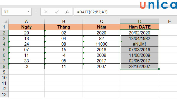 Hàm date được ứng dụng trong nhiều trường hợp